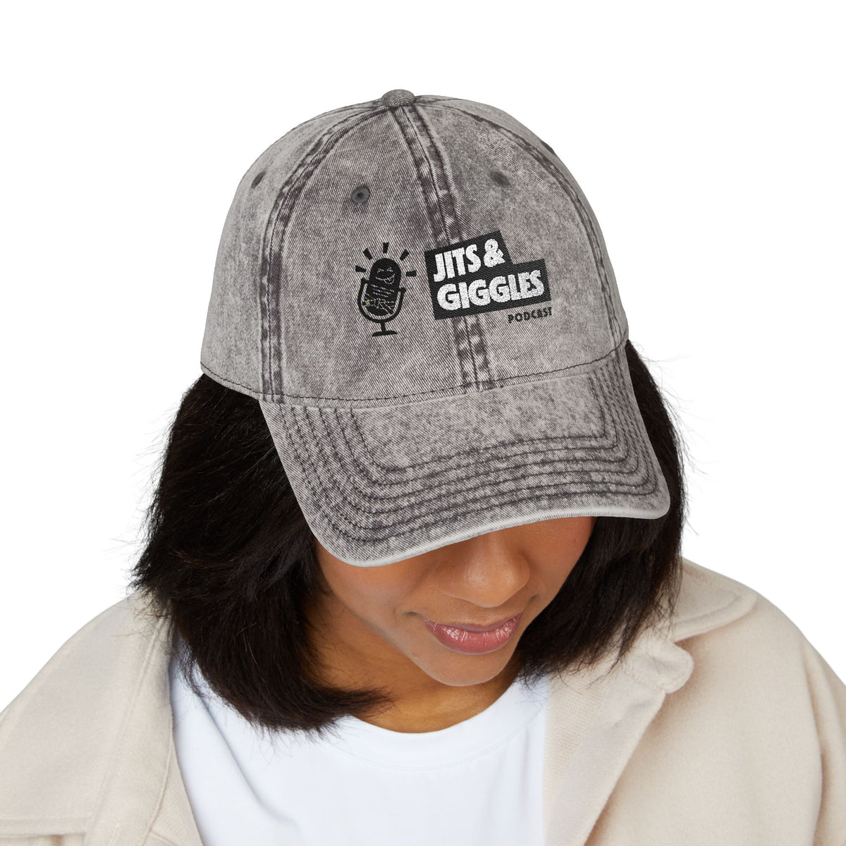 Vintage Embroidered Cap - Jits & Giggles Podcast Hat